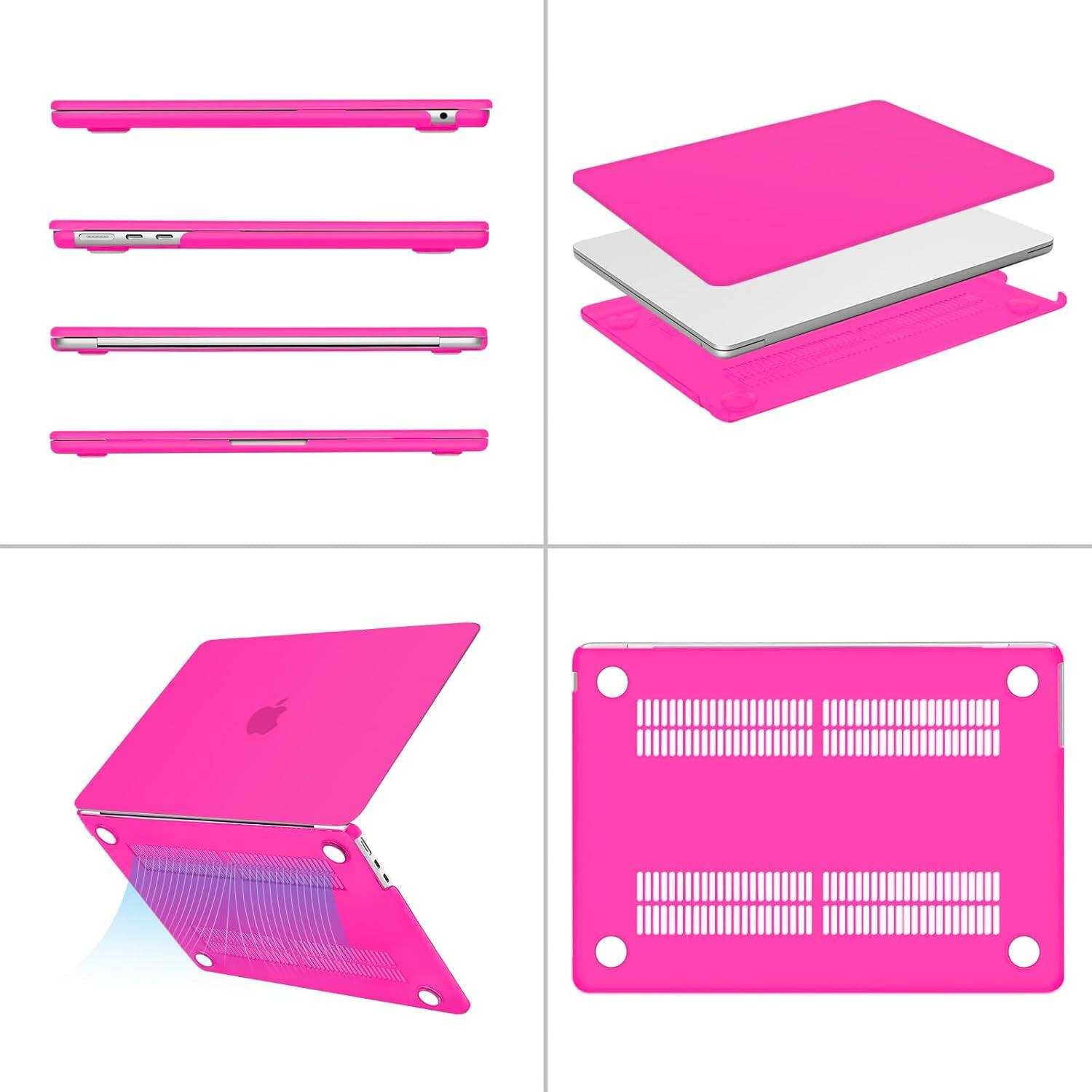 Alt View 1. mosiso - Laptop Case for MacBook Air 13 inch Case M5 A3449 M4 A3240 M3 A3113 M2 A2681 2022-2026 - Bright Rose.