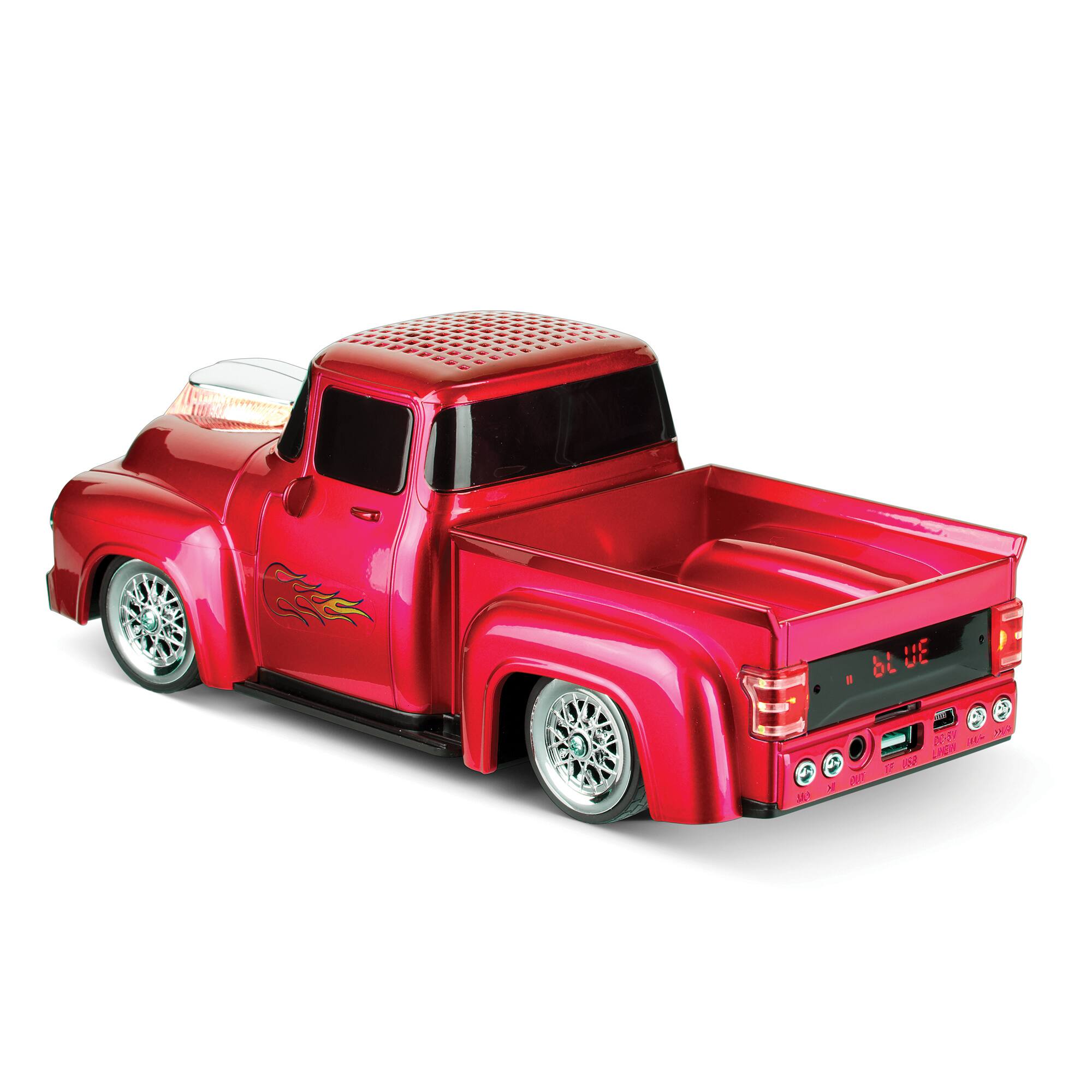 Alt View 15. QFX - Retro Truck Portable Bluetooth Speaker with Bass Radiator and LED Lights - Red.