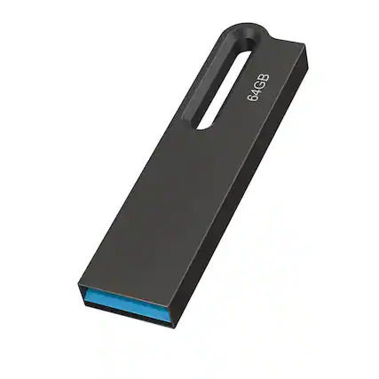 Front. Stock Preferred - 64GB USB 3.0 Metal Mini Flash Drive - Black.