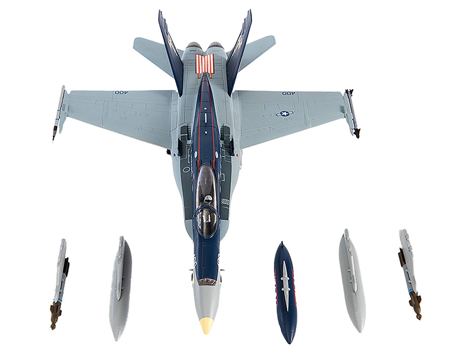 Left. JC Wings - McDonnell Douglas F/A-18C Hornet Aircraft VFA-34 Blue Blasters USS Carl Vinson Last Cruise 2018 United States Navy 1/72 - Grey, Blue.