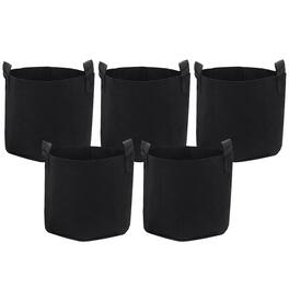 Sunnydaze - Set of 5 Nonwoven Polypropylene Grow Bag with Handles - 5 gallon - Black