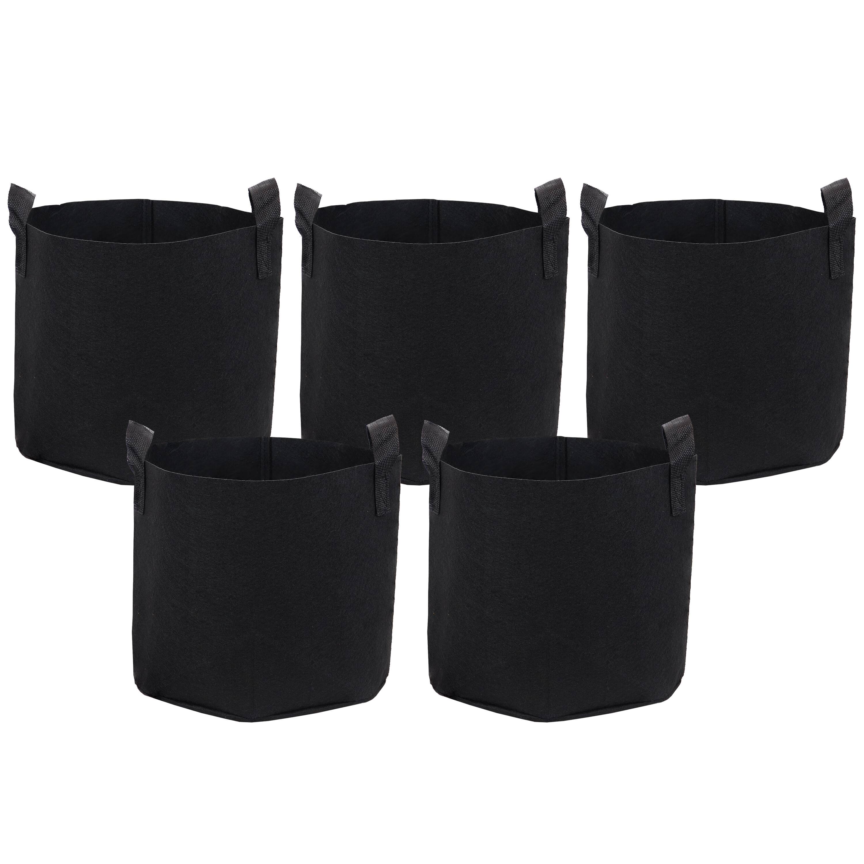 Front. Sunnydaze - Set of 5 Nonwoven Polypropylene Grow Bag with Handles - 5 gallon - Black.