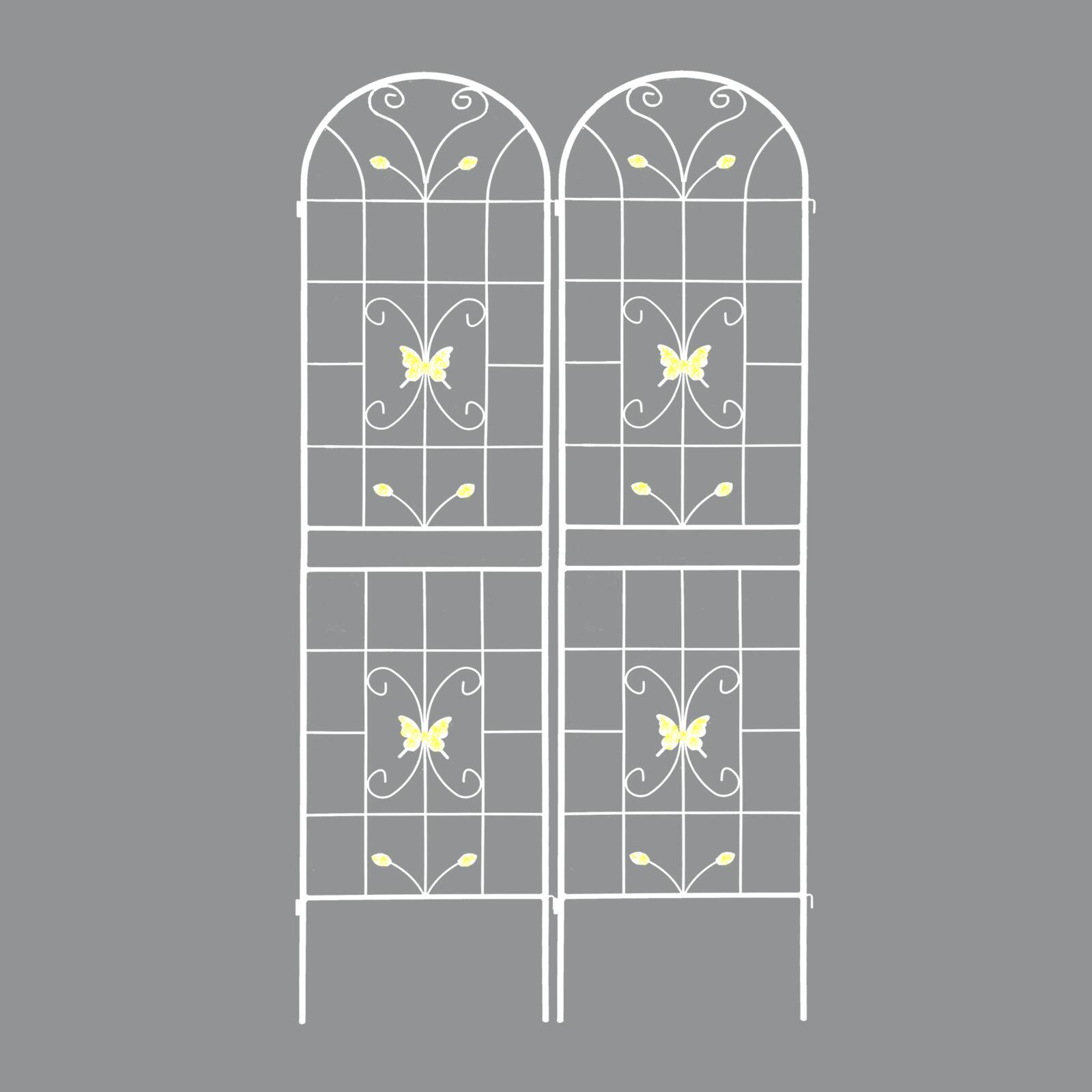 Alt View 6. Loheer - 2 Pack Metal Garden Trellis for Climbing Plants Outdoor Flower Support - Cream White.