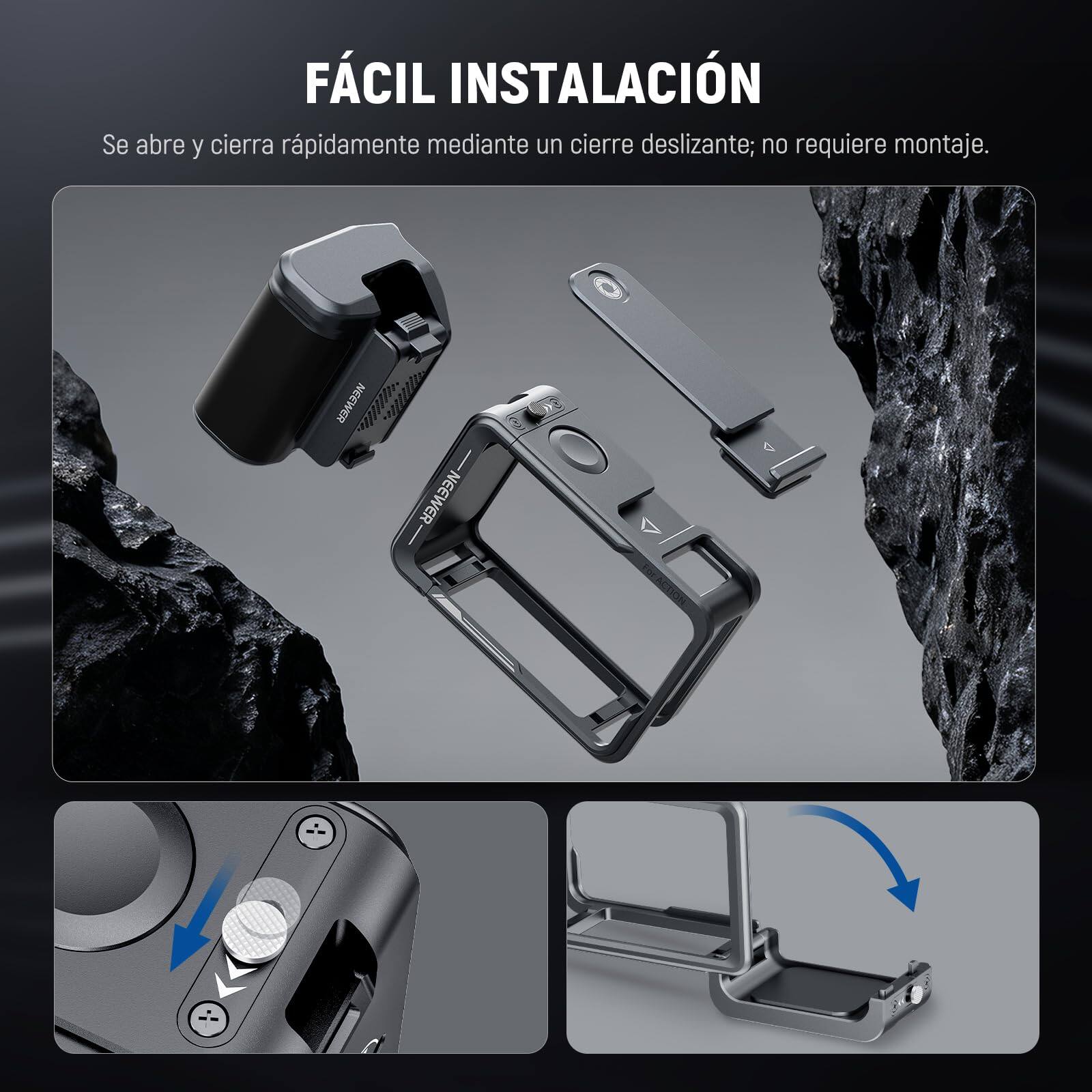 FÁCIL INSTALACIÓN  
Se abre y cierra rápidamente mediante un cierre deslizable; no requiere montaje.