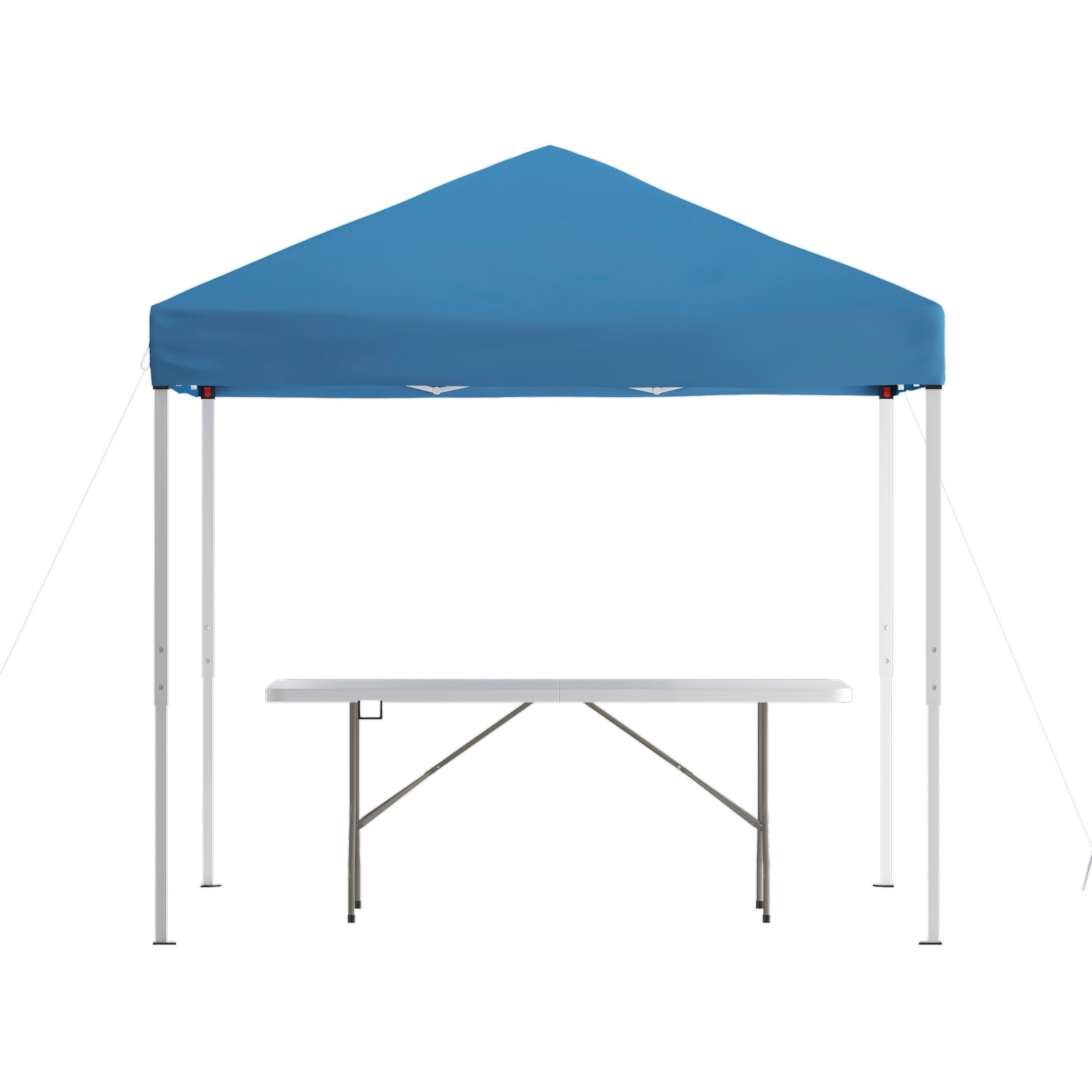 Alt View 1. Emma + Oliver - Outdoor Event/Tailgate Tent Set with Pop Up Event Canopy and Wheeled Case and Bi-Fold Table with Carrying Handle - Blue.