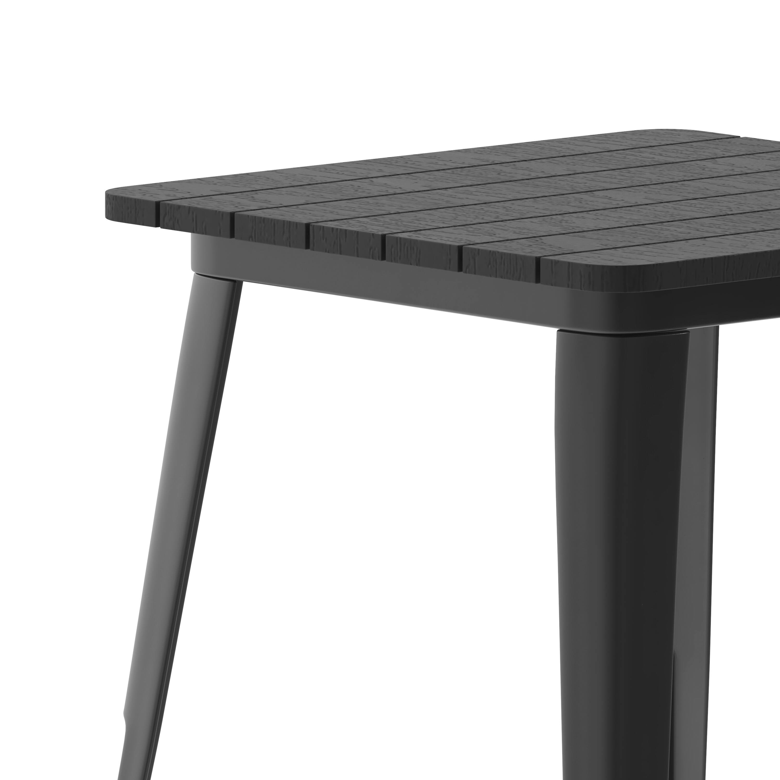 Alt View 9. Emma + Oliver - Drew Indoor/Outdoor Dining Table, 23.75" Square All Weather Poly Resin Top with Steel Base - Black Top/Black Frame.