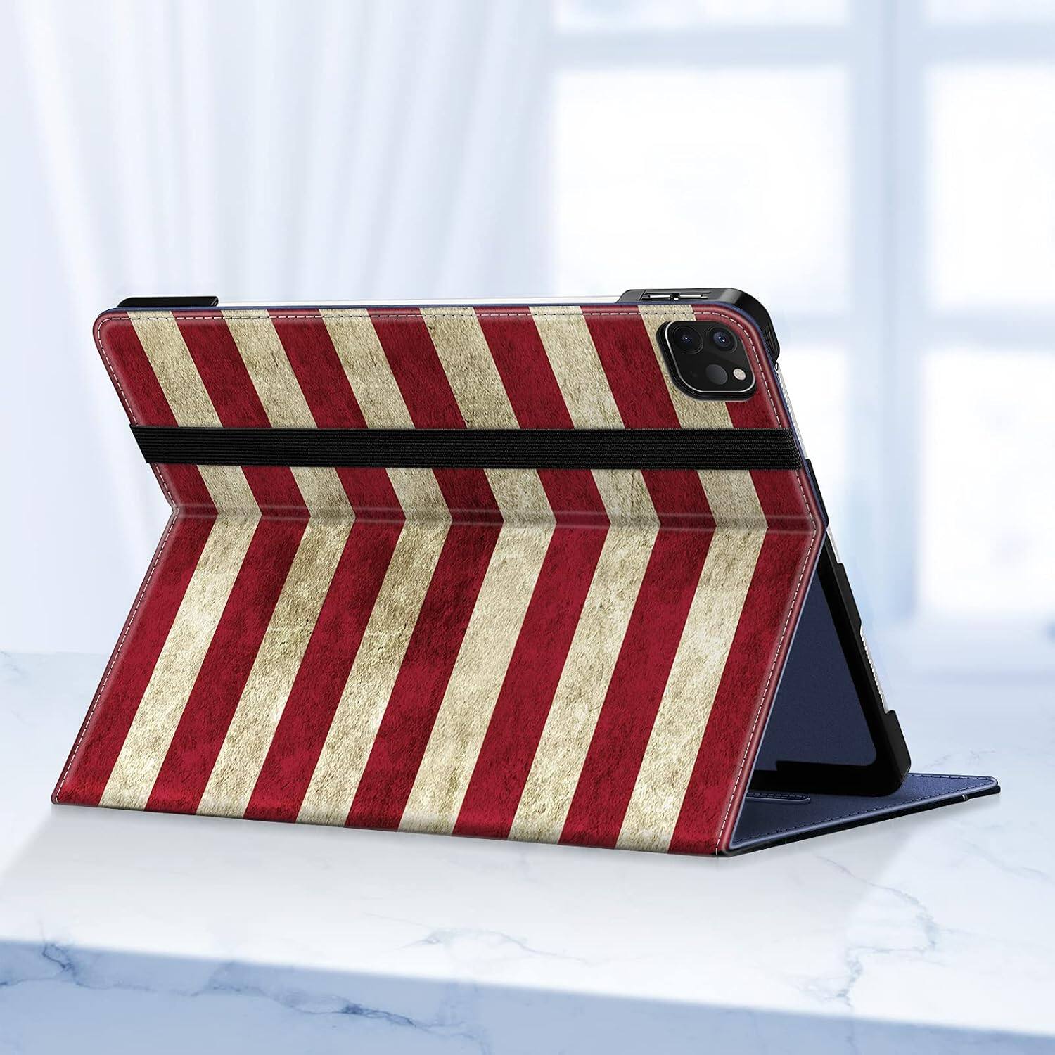 Alt View 5. Fintie - Folio Case for iPad Pro 12.9  6th/5th/4th/3rd Generation Multiple Viewing Angles Stand Cover with Pocket - US Flag.