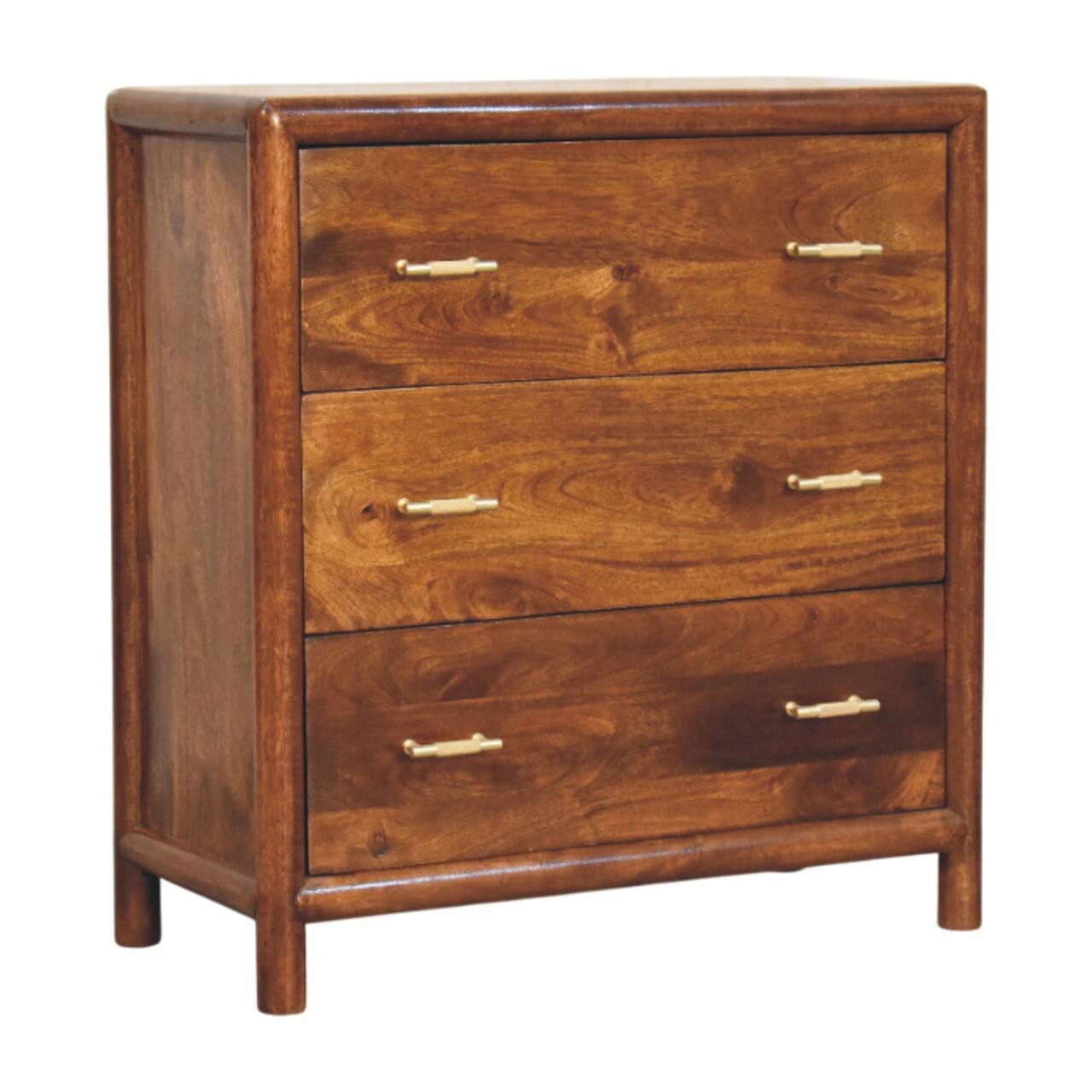Left. Artisan Furniture - Artisan Furniture Solid Wood Regency 3-Drawer Chest, Brown - Brown.