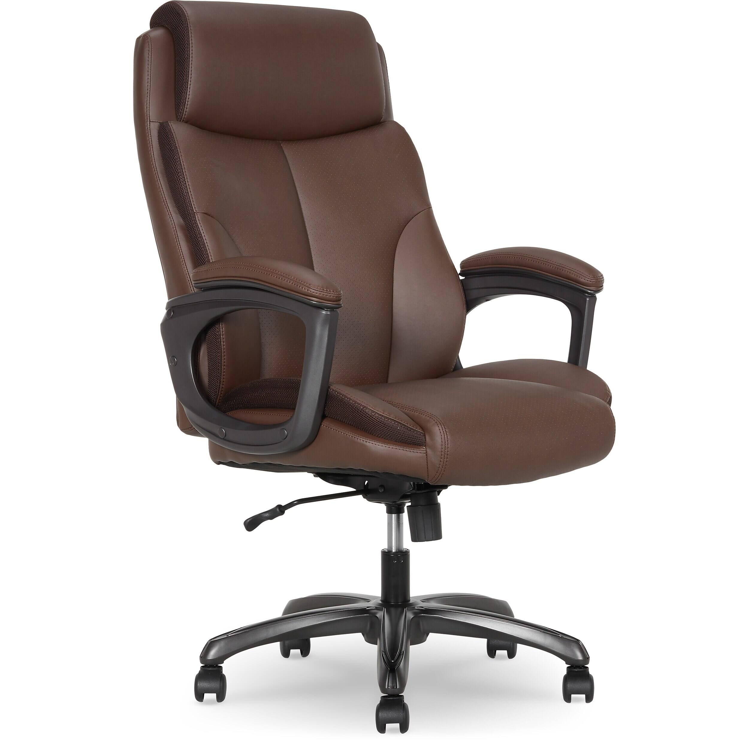 Front. Thomasville Furniture - Danvers Ergonomic Polyurethane Big & Tall Chair, 400 lb. Capacity, Dark Walnut Brown (52403-DBRN) - Dark Walnut Brown.