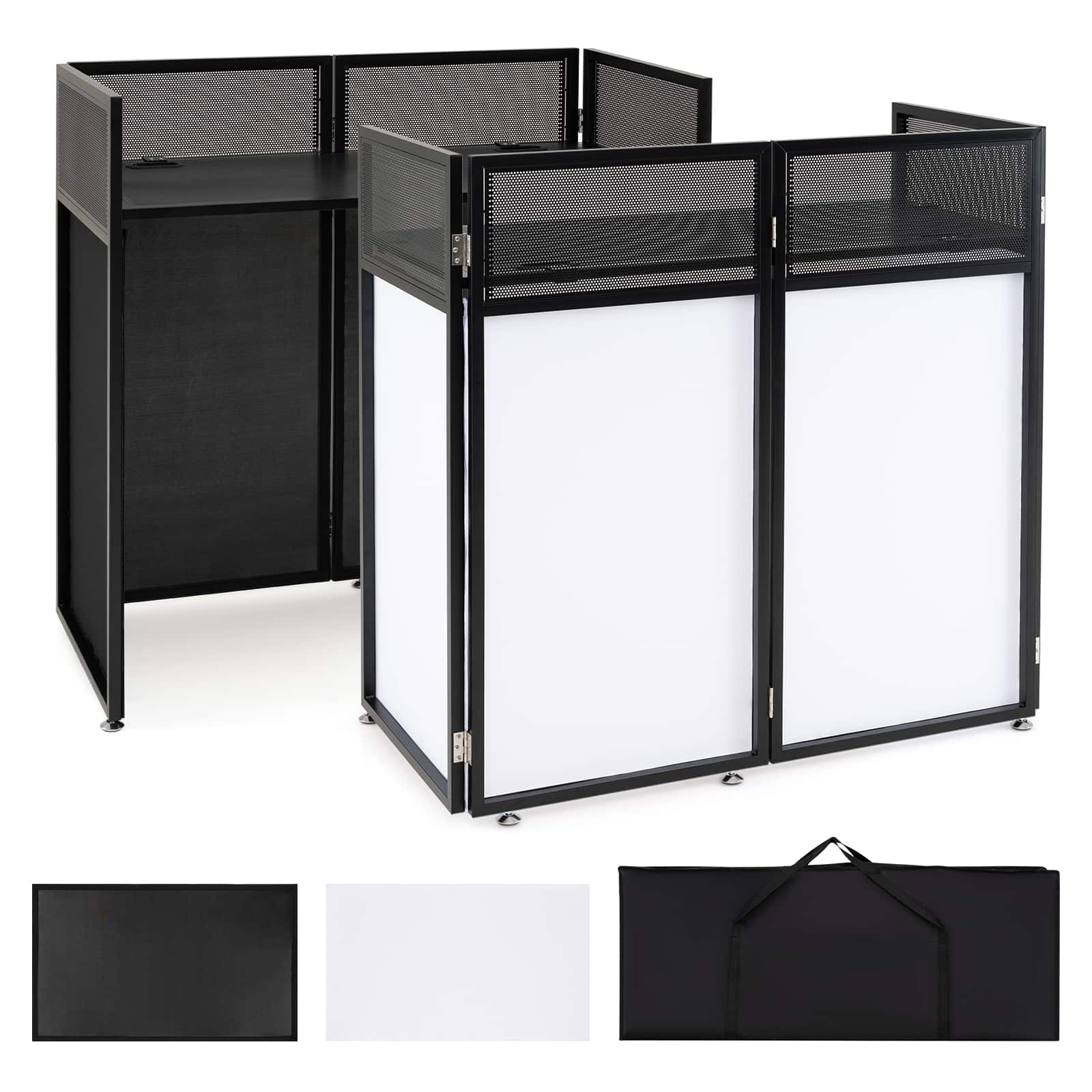 Costway - Foldable Mobile DJ Table Stand with Adjustable Feet, Detachable Tabletop for Events - Black Standard