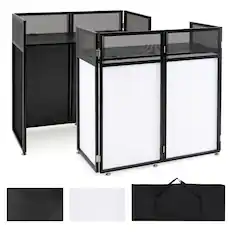 Front. Costway - Costway Foldable Mobile DJ Table Stand with Adjustable Feet, Detachable Tabletop for Events - Black Standard.
