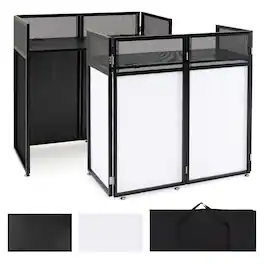 Costway - Foldable Mobile DJ Table Stand with Adjustable Feet, Detachable Tabletop for Events - Black Standard