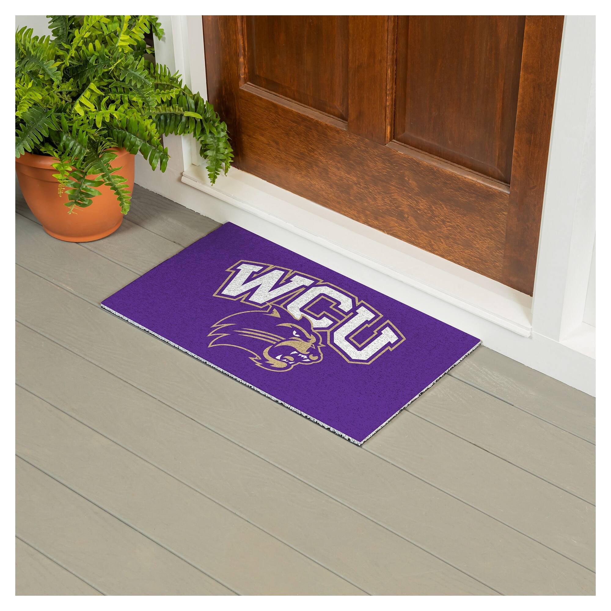 Alt View 2. Evergreen Enterprises - Western Carolina Catamounts 16" x 28" Full Color Indoor/Outdoor Logo Turf Mat - Multicolor.