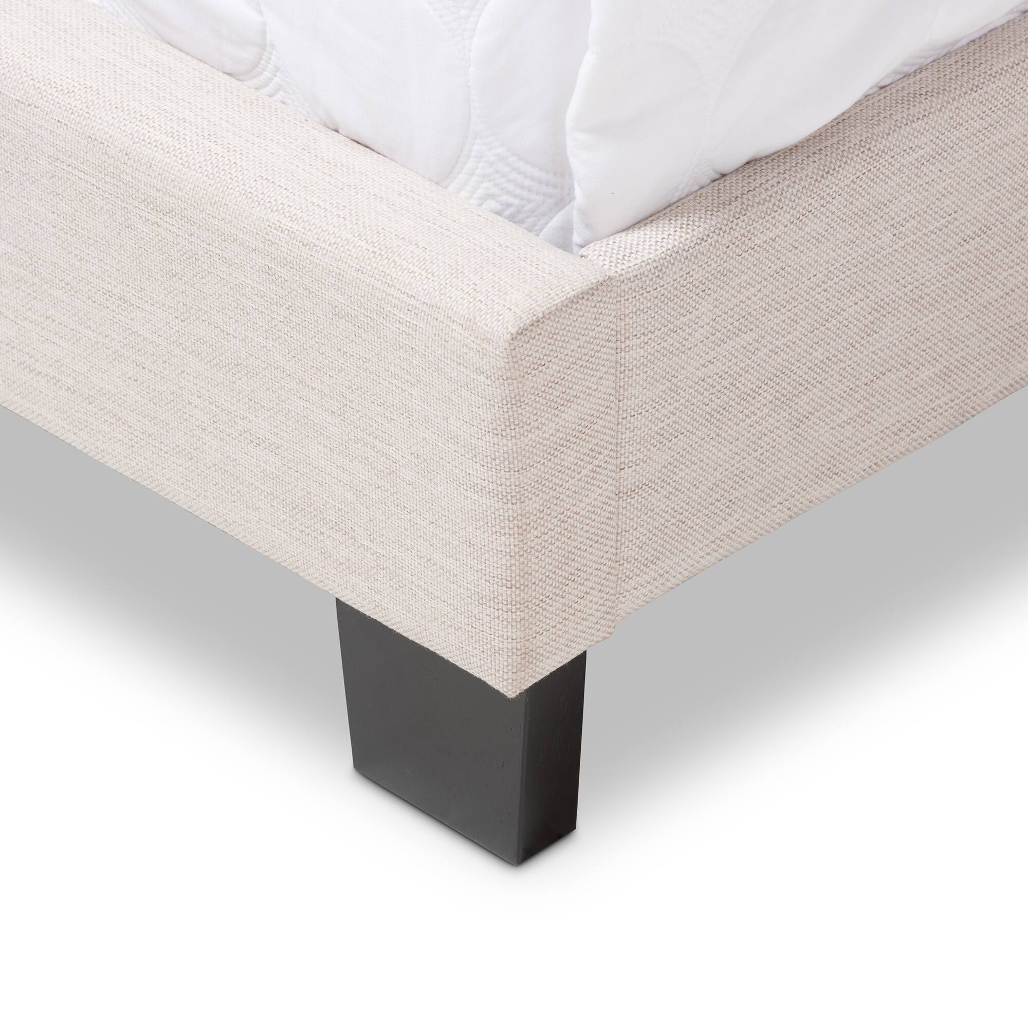 Alt View 1. Baxton Studio - Hampton Modern and Contemporary Fabric Upholstered Bed - Light Beige.