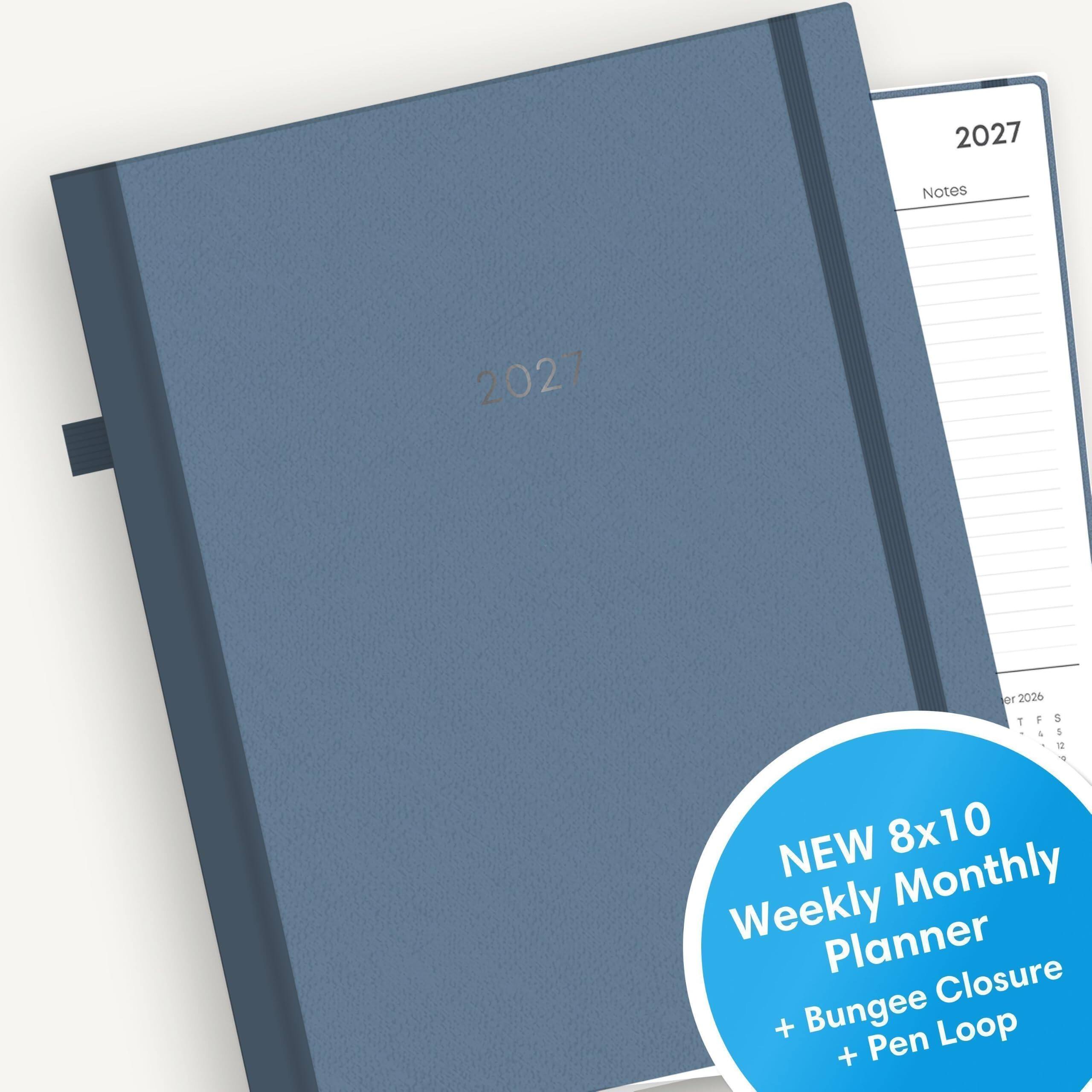 2027
Notes
2027
er 2026 TFS F S 12
NEW 8x10 Weekly Monthly Planner Closure + Bungee Pen Loop