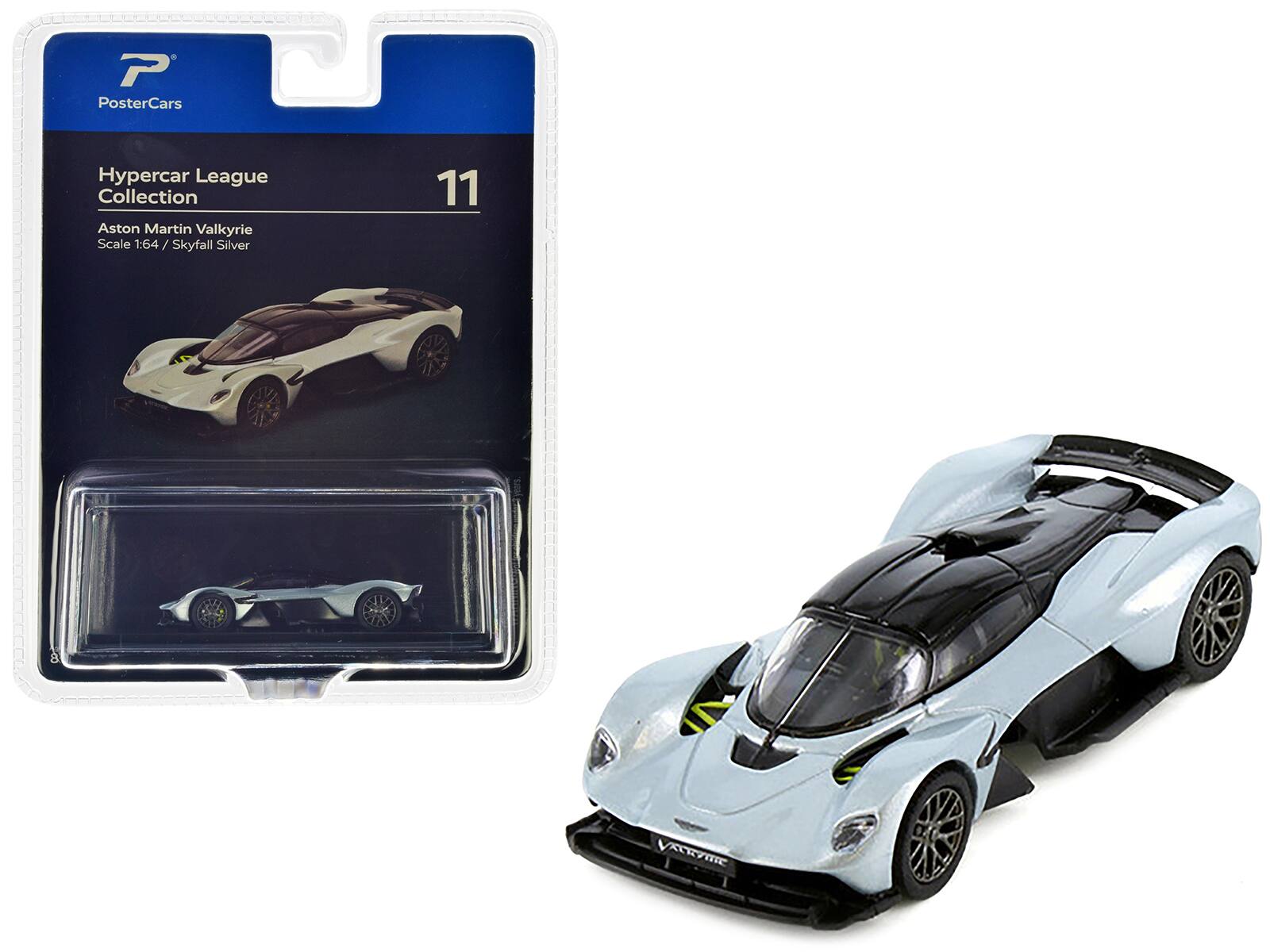 - PosterCars Hypercar League Collection Aston Martin Valkyrie Scale 1:64 / Skyfall Silver 11 ACRYLIC