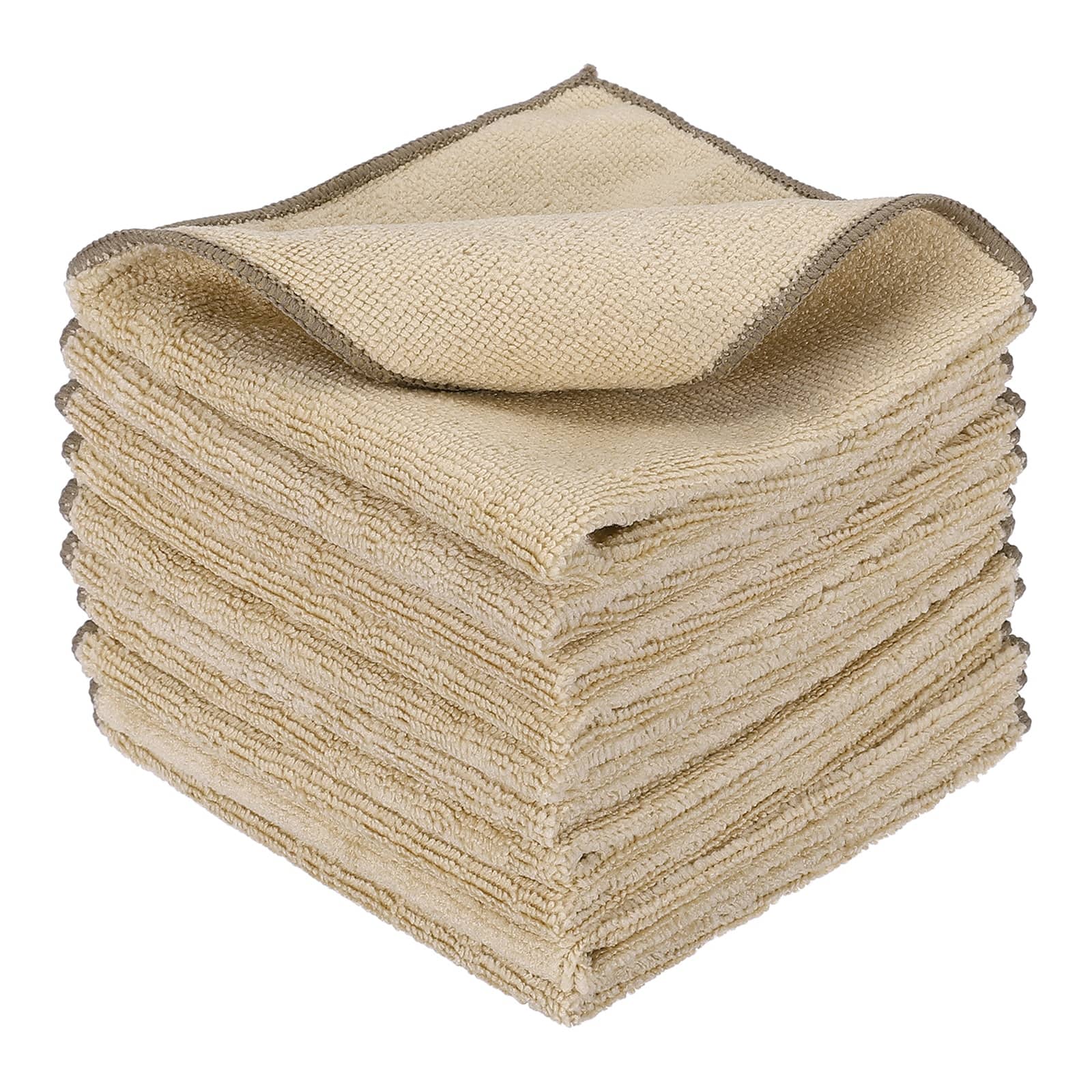 "Unique Bargains - 10pcs Microfiber Cleaning Cloth, 11.8""x11.8"" Square Reusable Highly Absorbent for Kitchen Bathroom - Khaki" price history on PriceWatchPro