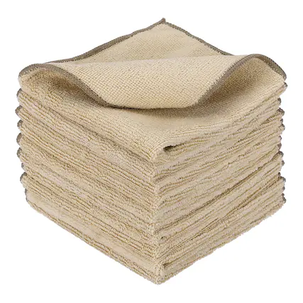 Front. Unique Bargains - 10pcs Microfiber Cleaning Cloth, 11.8"x11.8" Square Reusable Highly Absorbent for Kitchen Bathroom Khaki - Khaki.