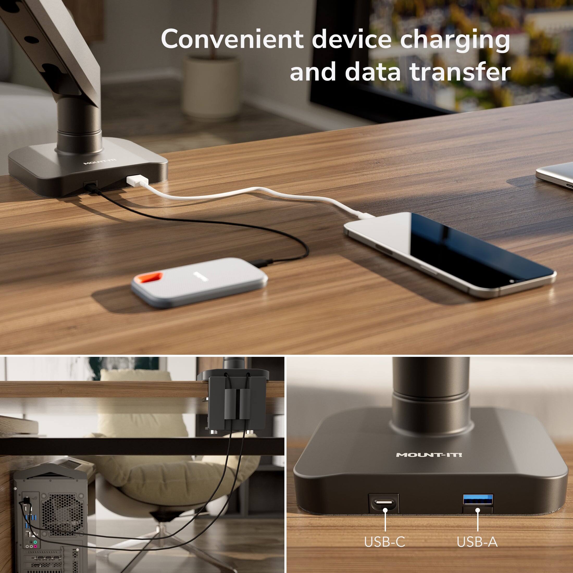 Convenient device charging and data transfer

MOUNT-IT

USB-C USB-A