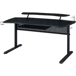 Manhattan Lane - Gaming Table with USB Plugin and Headset Rack - Black