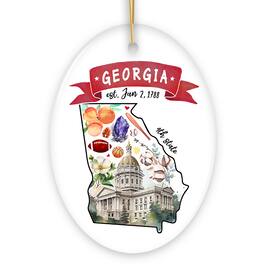 OrnamentallyYou - Artistic Georgia State Themes and Landmarks Christmas Ornament - Multi-colored