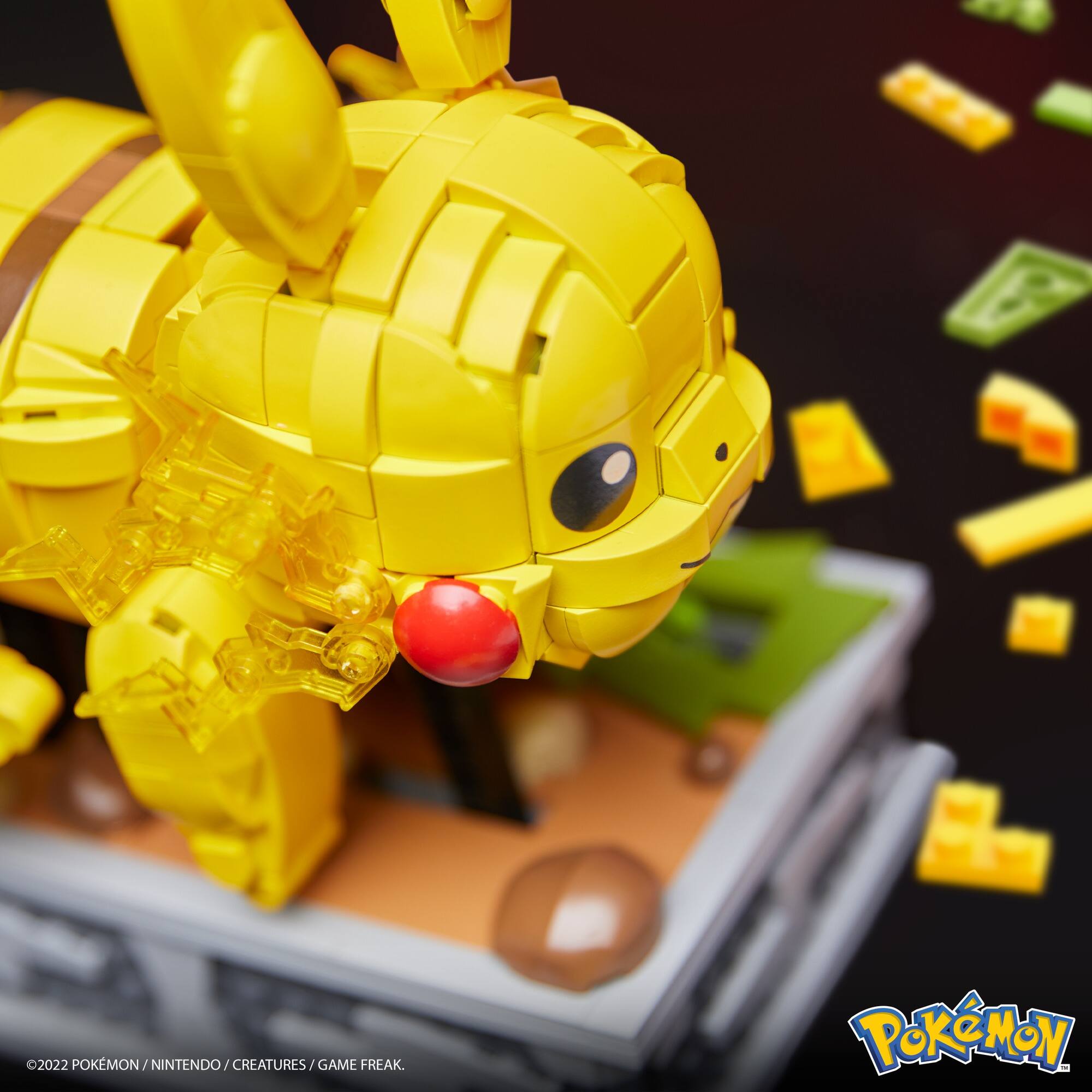 Alt View 13. Pokémon - MEGA Pokémon Motion Pikachu Building Brick Set with Mechanized Motion - Yellow.