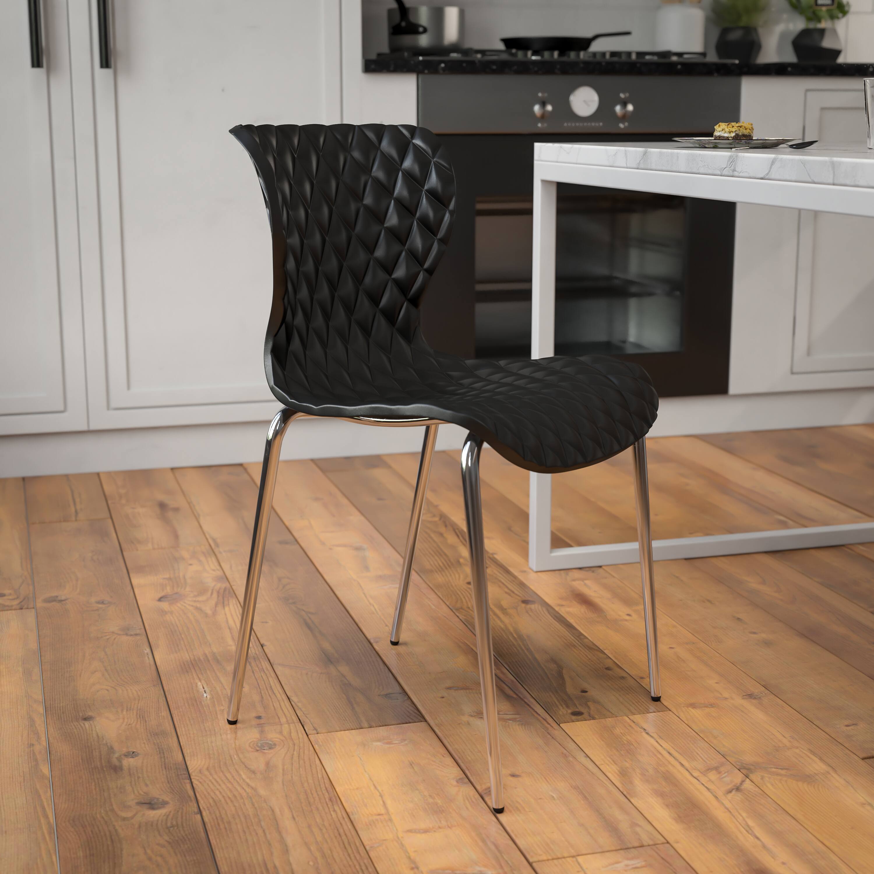 Alt View 1. Emma + Oliver - Contemporary Design Accent Dining Plastic Stack Chair - Black.
