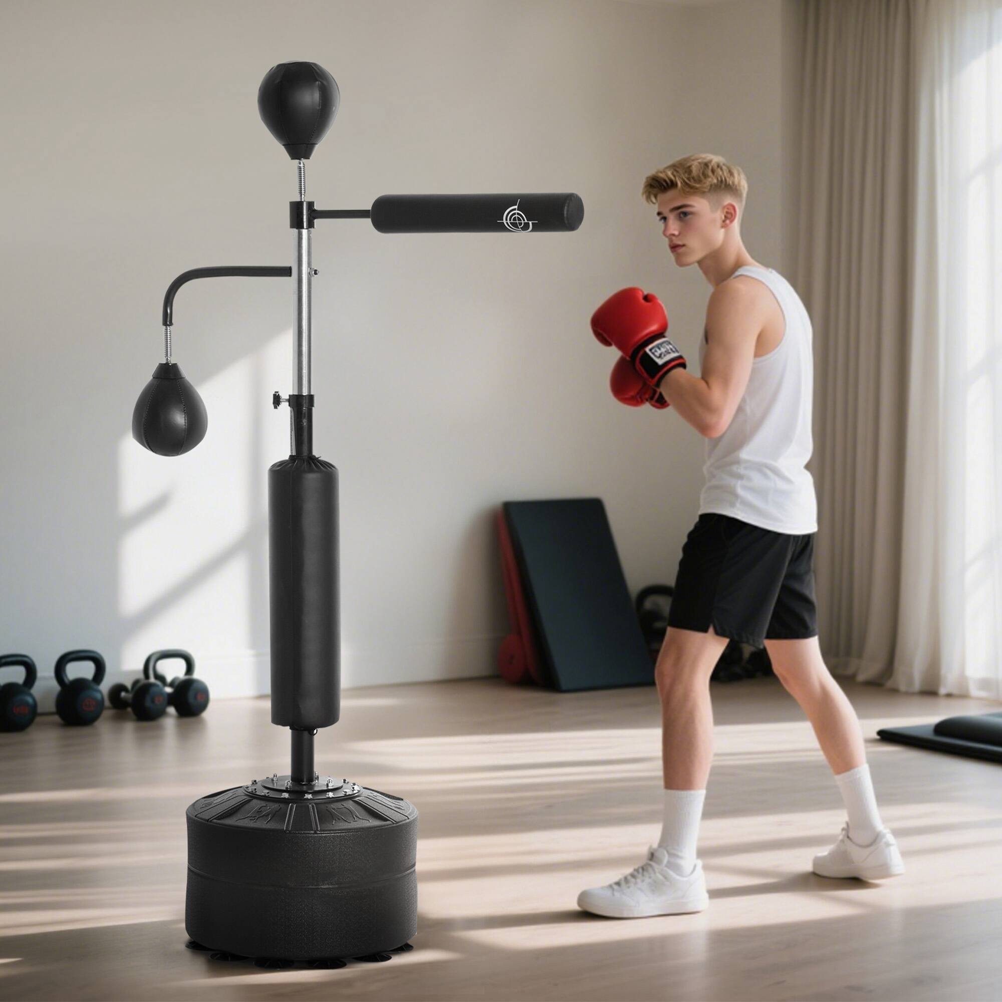 Alt View 1. Soozier - 4-in-1 Punching Bag for Adults, Freestanding Boxing Bag with 2 Speed Bag, Boxing Training Equipment - Black.