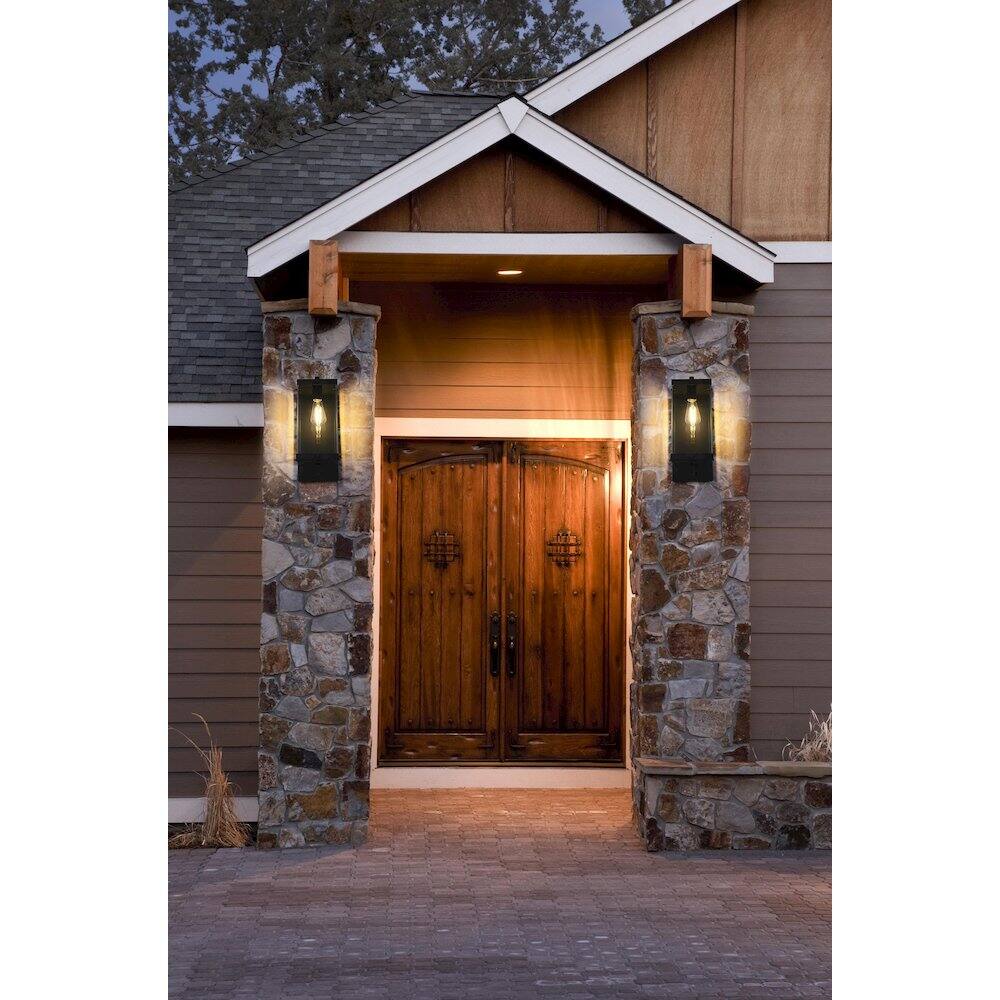 Alt View 4. Elegant Lighting - Julien 7 Inch Outdoor Wall Sconce In Black - Black.