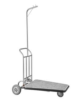 VEVOR - Luggage Cart, 600 LBS Load Capacity,3 Wheel Stainless Steel Bellman Cart, Valet Cart with Carpeted Deck,Rubber Wheels - Silver