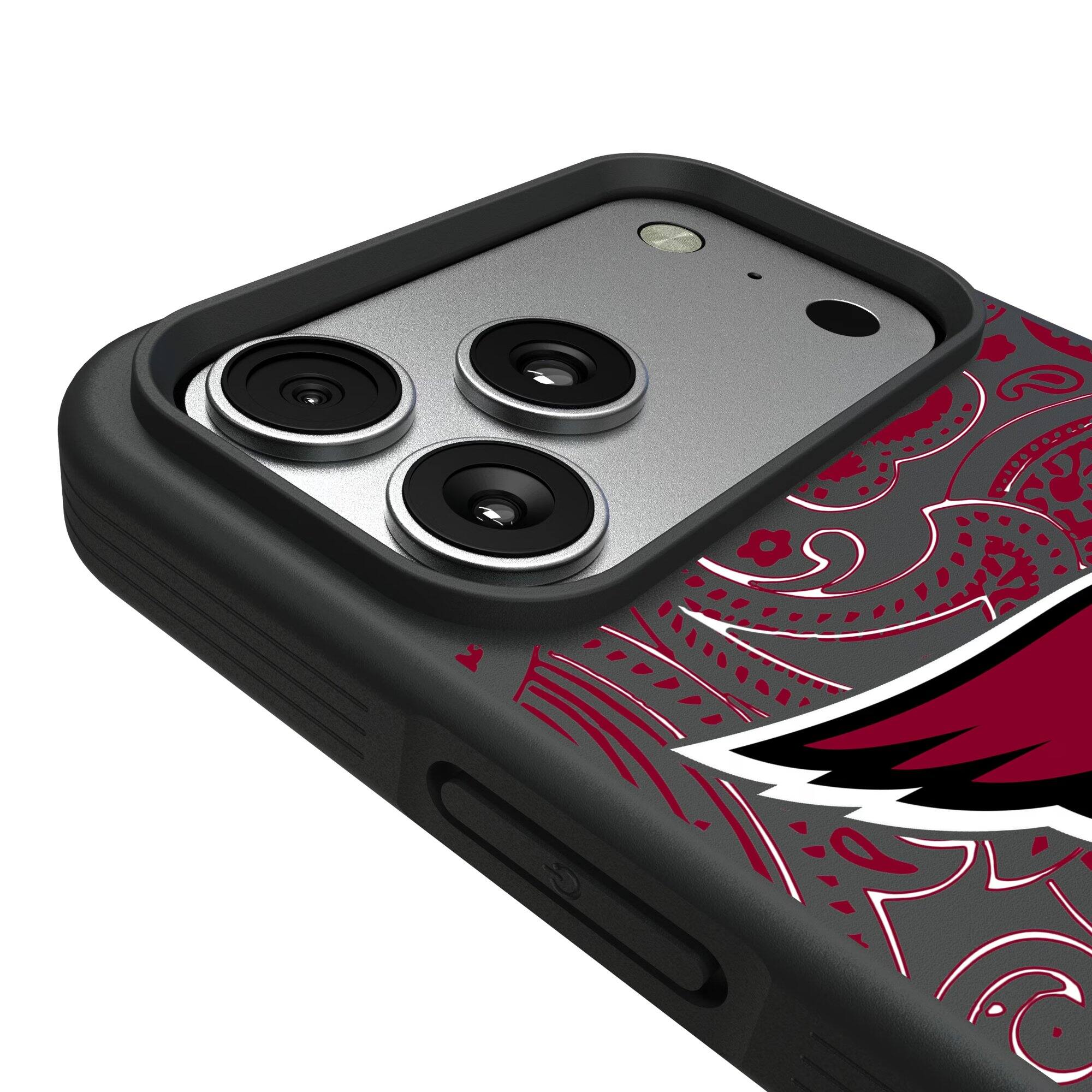 Alt View 2. Keyscaper - Arizona Cardinals iPhone Paisley Design Bump Case - 15 Plus - Multicolor.