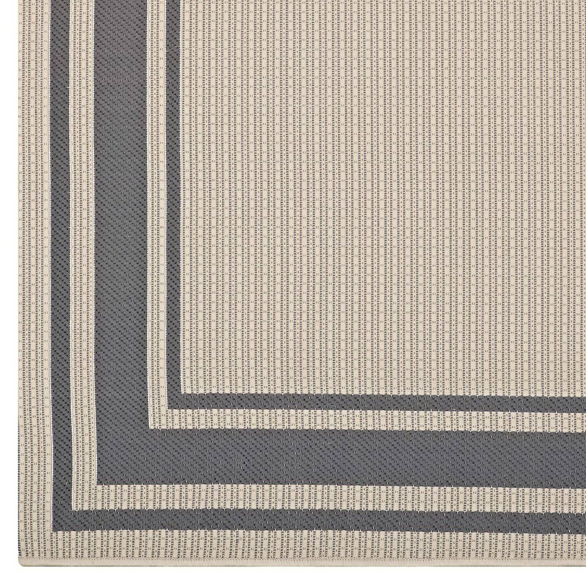 Modway Rim Solid Border Indoor and Outdoor Area Rug Gray and Beige R ...