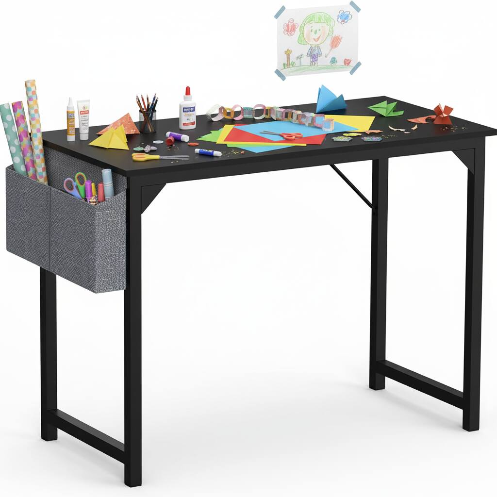 Alt View 5. AOITUN - 40 Inch Computer Desk with Storage Bag - Compact Black Desk for Home Office, Work Desk Home Office - Steel.