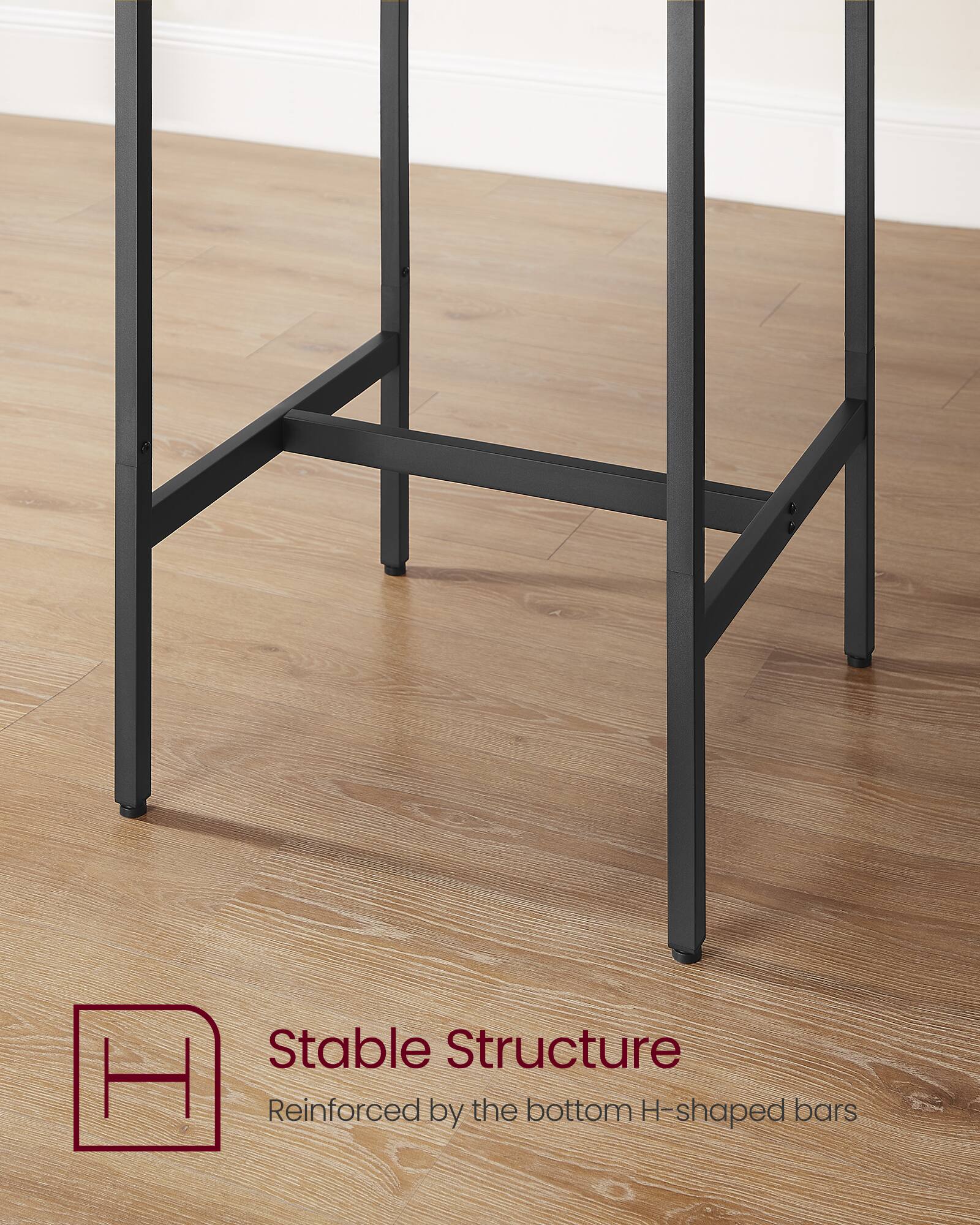 Stable Structure  
Reinforced by the bottom H-shaped bars