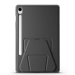 Dteck - Slim Faux Leather Case for Samsung Galaxy Tab S10 FE / S10 / S9 / S9 FE,Soft Silicone Bumper Shell with Foldable Stand - Black