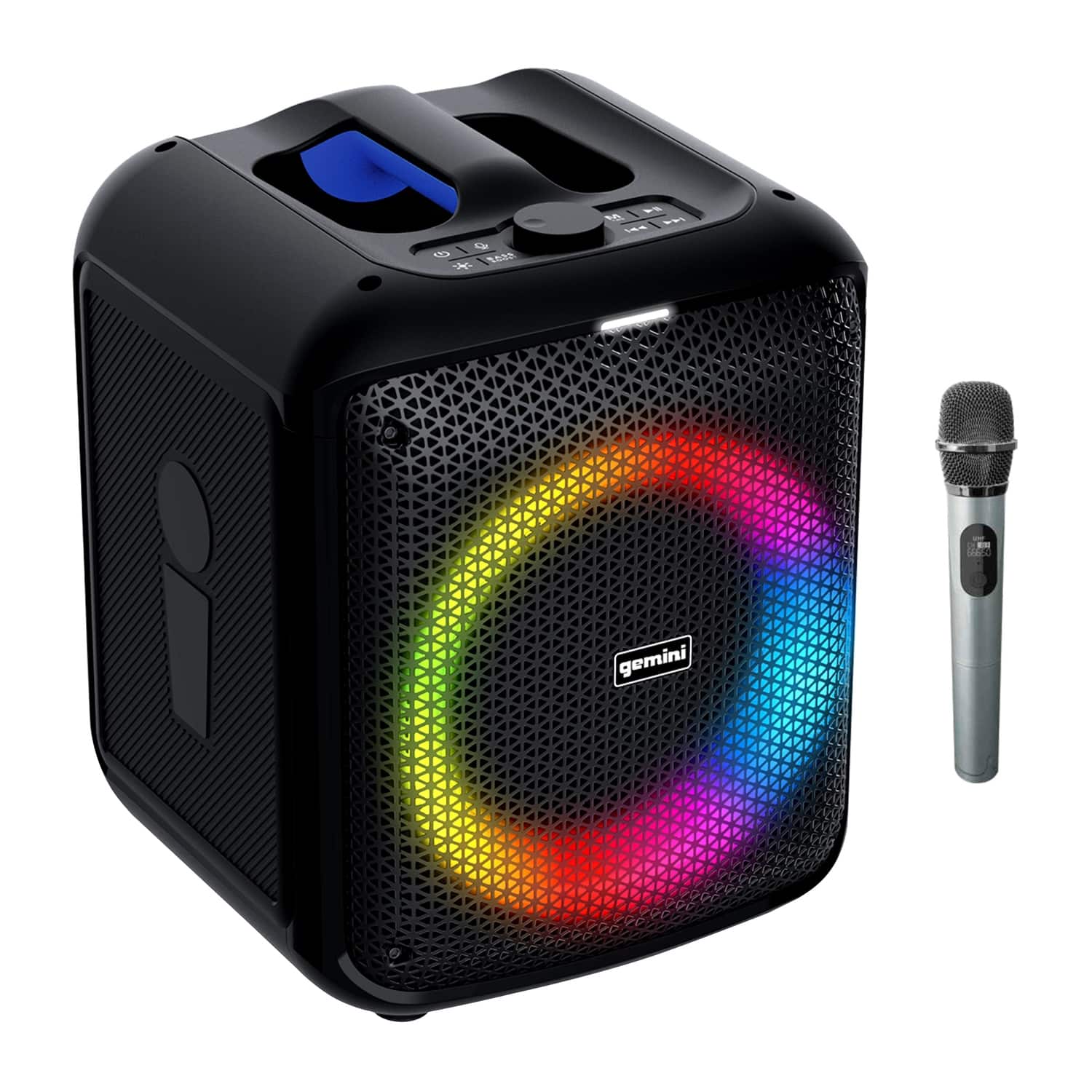 Gemini - GGO-650L GGO Series Portable Bluetooth TWS Karaoke Speaker with Lights, Microphone, and Remote, GGO-650L - Black