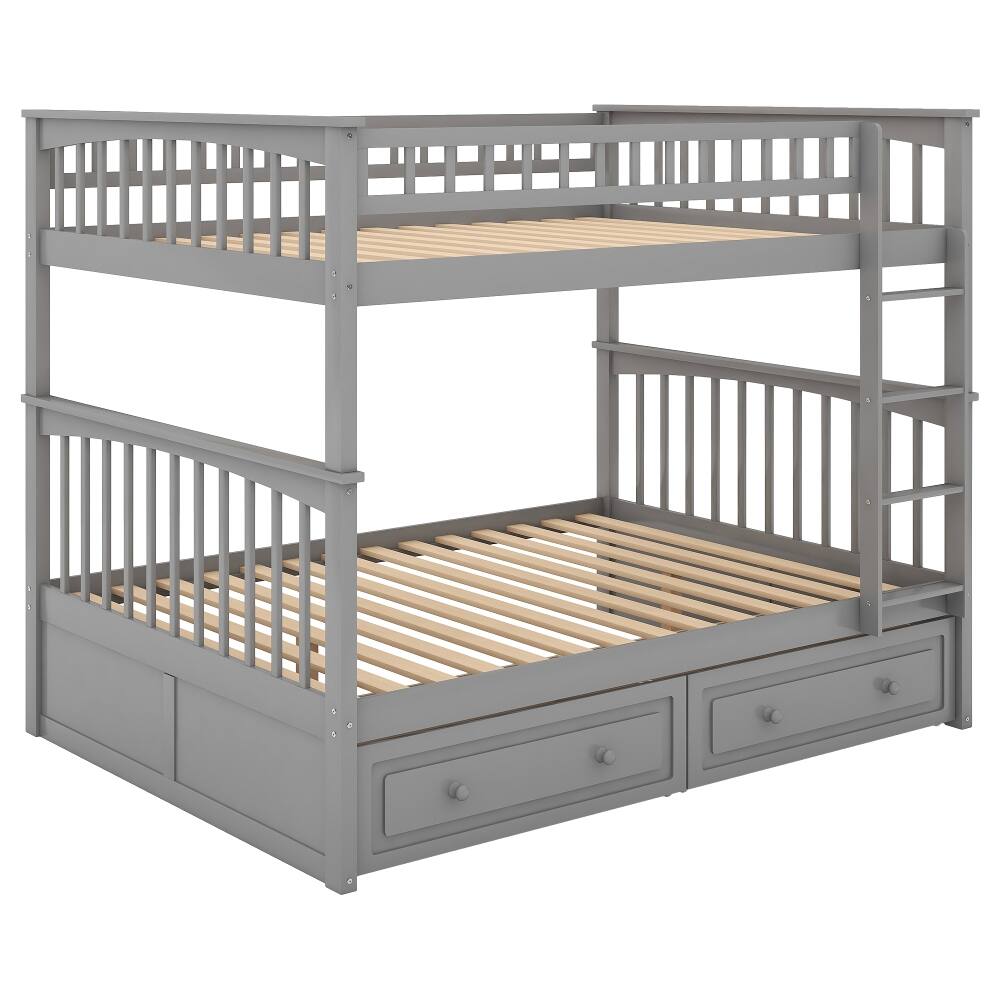 Alt View 6. Loheer - Loheer Full Over Full Bunk Bed with Drawers Convertible Solid Wood Gray - Gray.