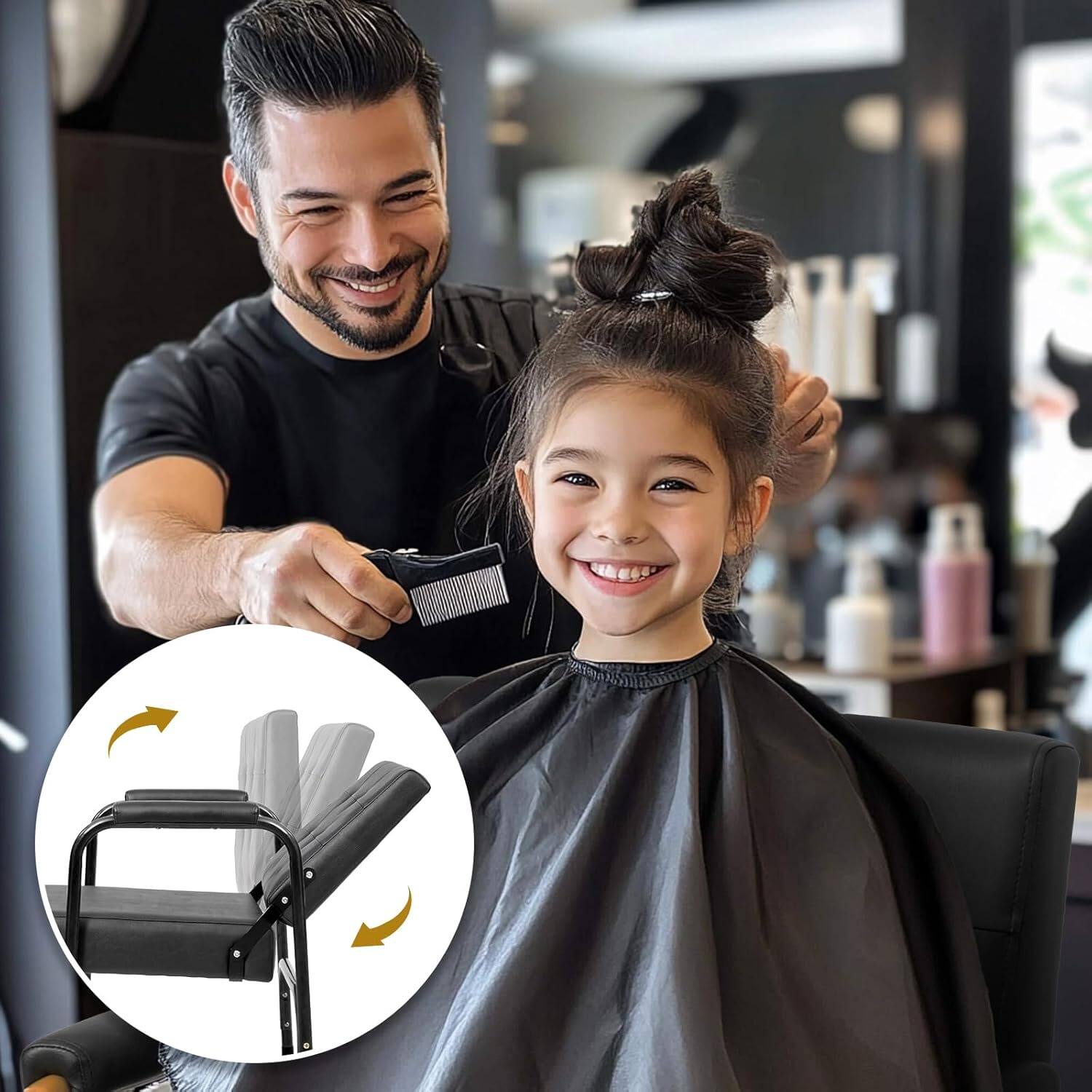 Alt View 4. Winado - Salon Barber Chair with Tilted Backrest Recline Shampoo Chair with Soft Arm Rest, Thick Cushion, PVC Leather for Barber - Black.