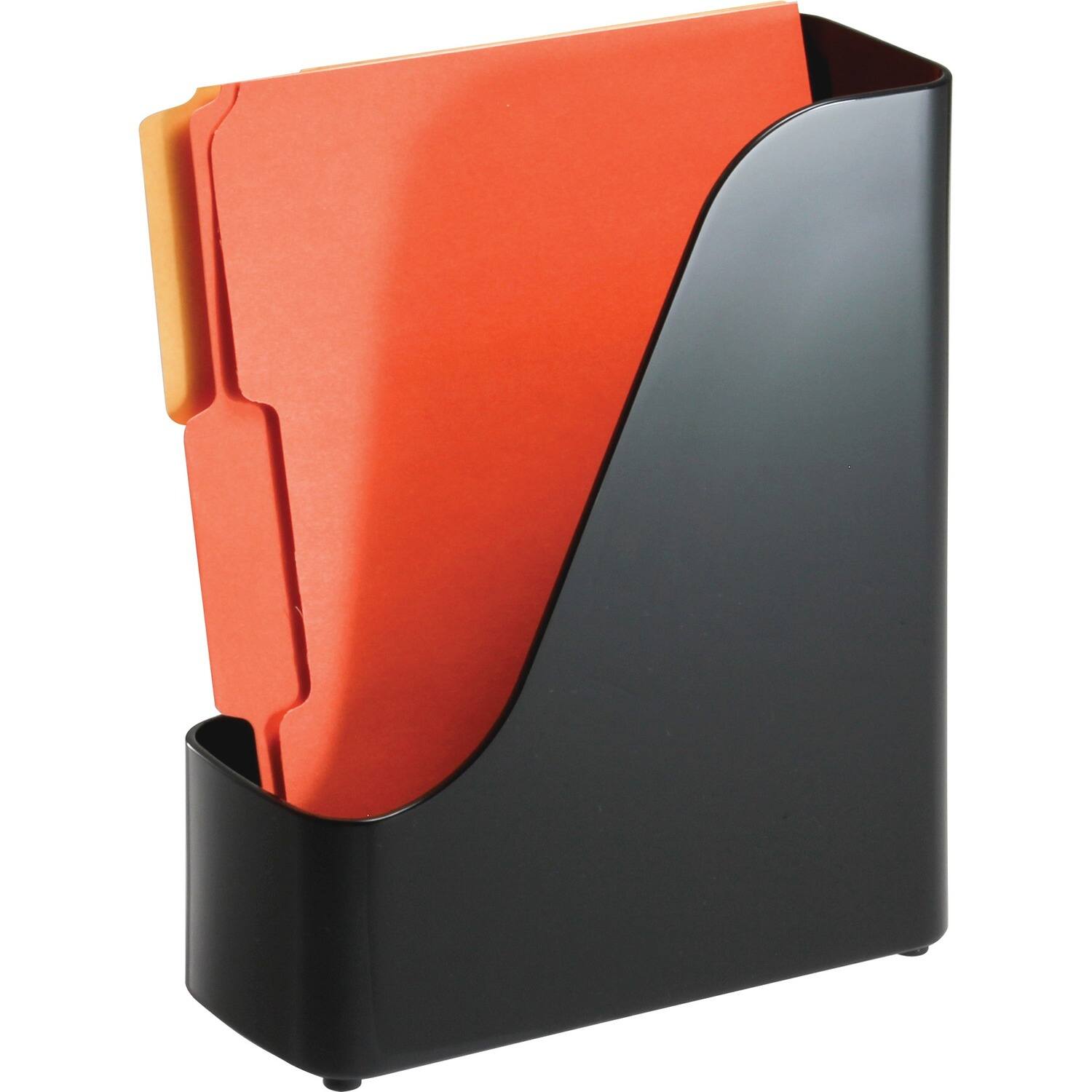 Front. Officemate - Officemate Open Top Magazine File Black Plastic - Black.