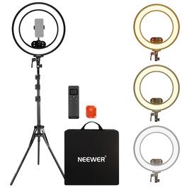 Neewer - 18" Edge-Lit Ring Light, 45W, Wireless, 14.4V 3500mAh Battery, CRI97+, w/ Tripod, RB18B