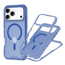 Dteck - For Apple iPhone 17 Pro Max Shockproof Ergonomic Rugged Triple-Layer Magnetic Mag Safe Case Front Frame Cover - Blue