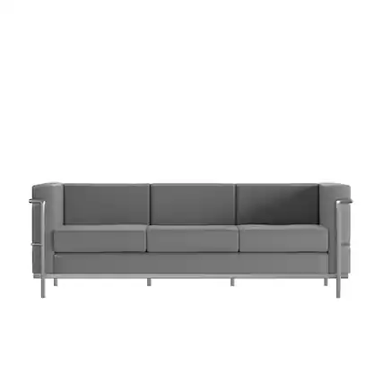 Front. Flash Furniture - Hercules Regal Series Contemporary Gray LeatherSoft Sofa with Encasing Frame - Gray.
