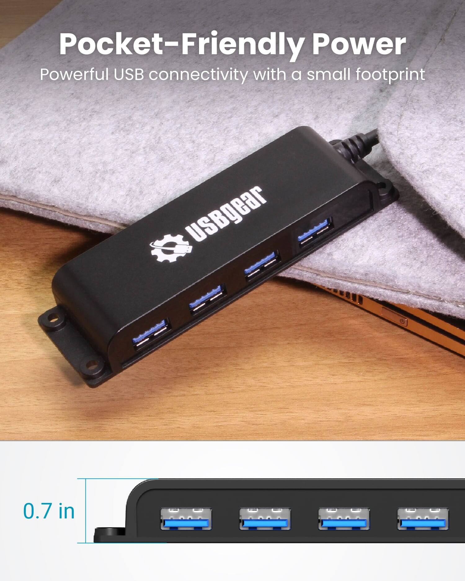 Pocket-Friendly Power  
Powerful USB connectivity with a small footprint  

USBgear  

0.7 in