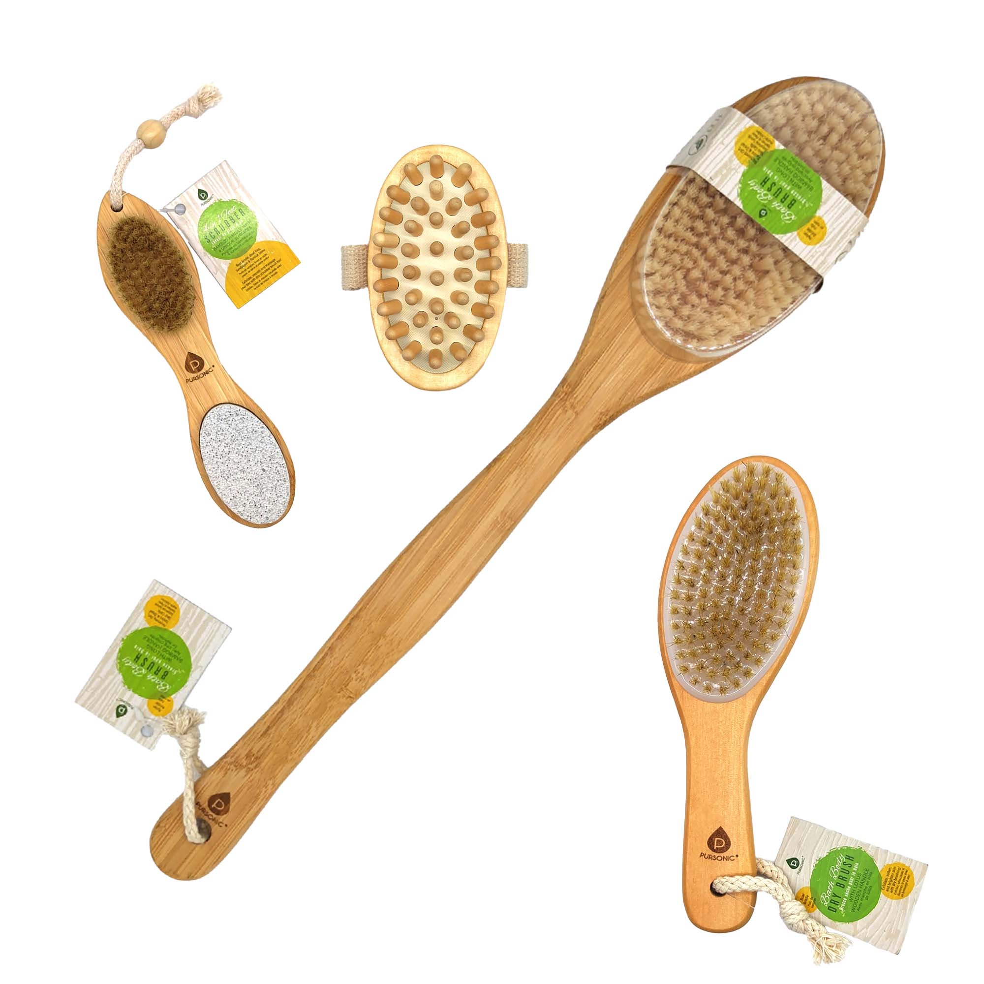 Pursonic - Deep Exfoliation and Massage Brush Set - Multicolor