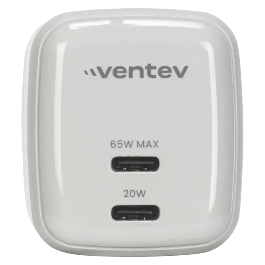 Universal Usb Maker Ventev 65W ULTRAFAST USB C Universal Dual GaN Mini Wall Charger White ...