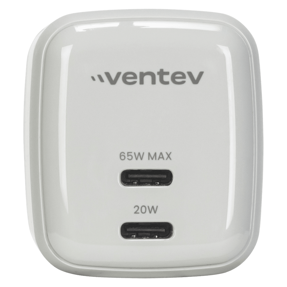 Ventev 65W ULTRAFAST USB C Universal Dual GaN Mini Wall Charger White ...