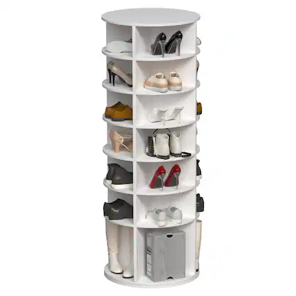 Front. Dexmalle - Dexmalle-7-Tier 360° Spinning Shoe Rack Tower,Space Saving Design-White - White.