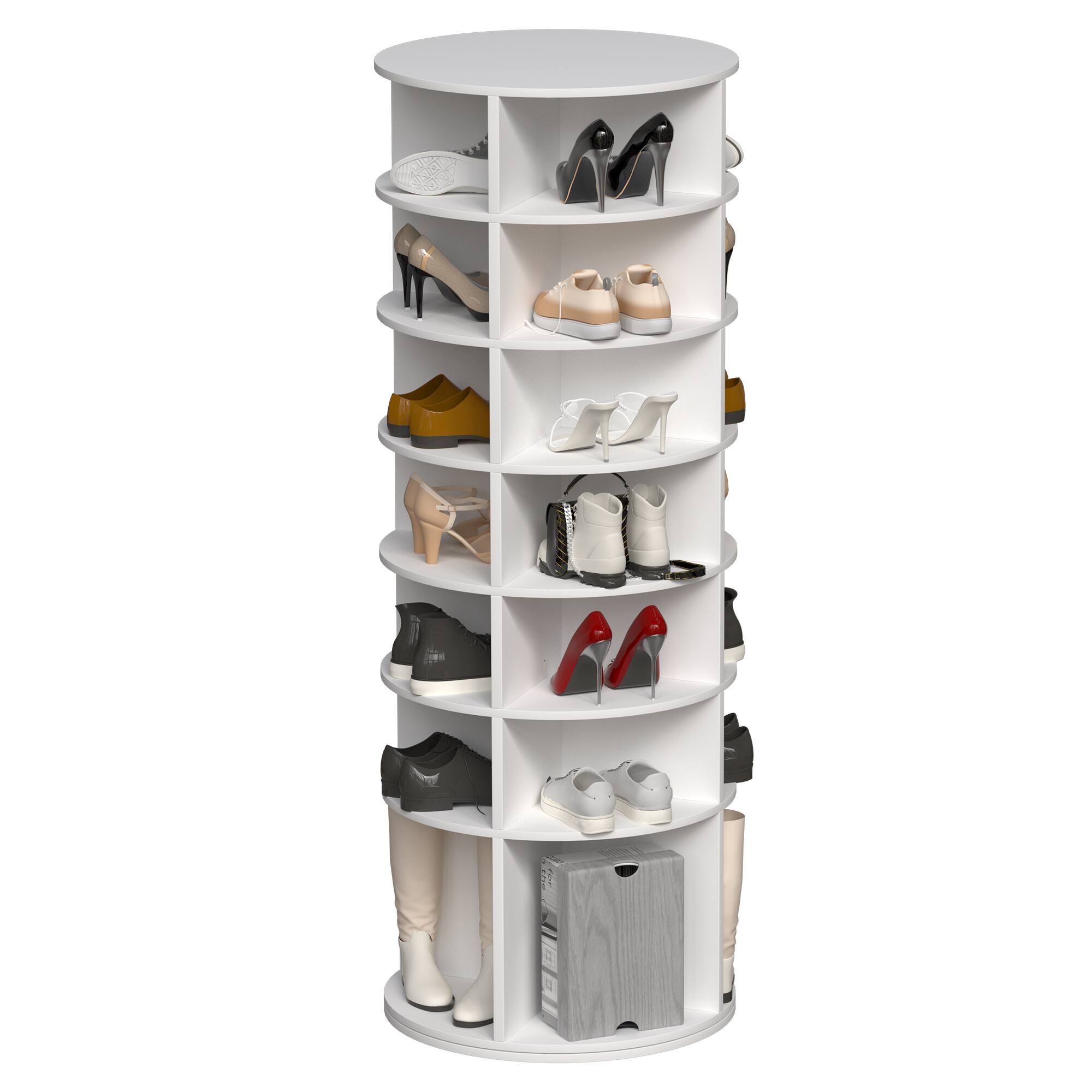 Front. Dexmalle - Dexmalle-7-Tier 360° Spinning Shoe Rack Tower,Space Saving Design-White - White.