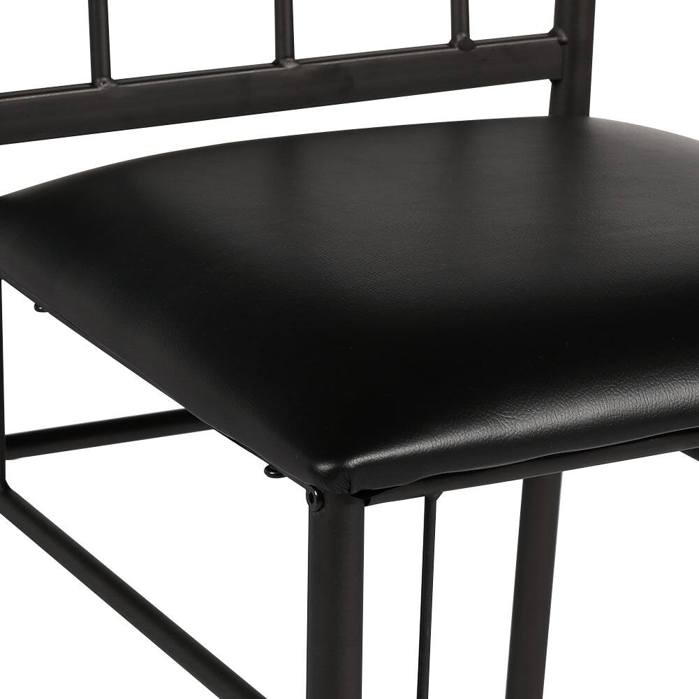 Left. Vecelo - Set Of 3 Wood Top Dining Set - With 4 Pu Leather Upholstered Dining Chairs, 275lb Capacity & Steel Frame - Brown.