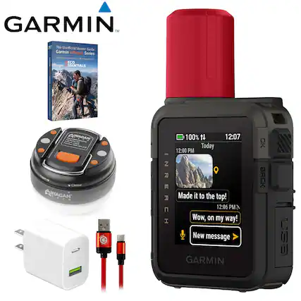 GARMIN™
The Unofficial Master Guide Garmin inReach Series Satellite Communicators Messaging & SOS ESSENTIALS
1
WAGAN H 100%-88%-809 Open Close WAGAN TECH pEig
INREACH
100% N 12:07 Today 12:00 PM Made it to the top! 12:06 PM Wow, on my way! New message GARMIN
OK BACK
USB